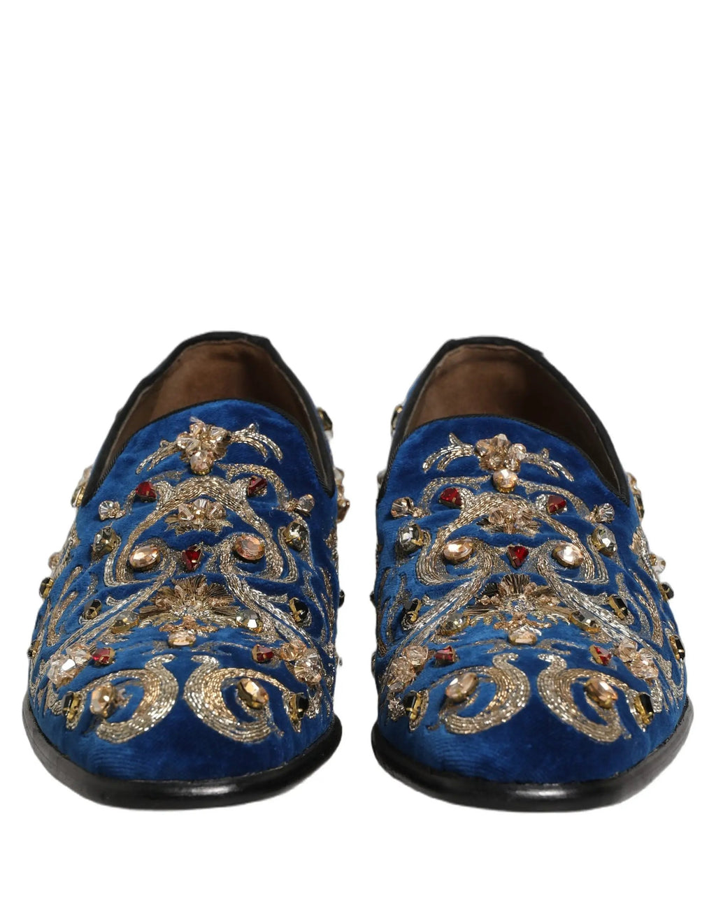 Chaussures Mocassins Dolce & Gabbana en Velours Bleu Ornés