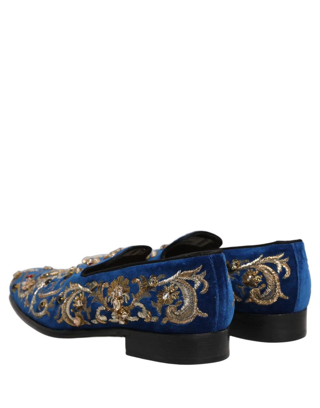 Chaussures Mocassins Dolce & Gabbana en Velours Bleu Ornés