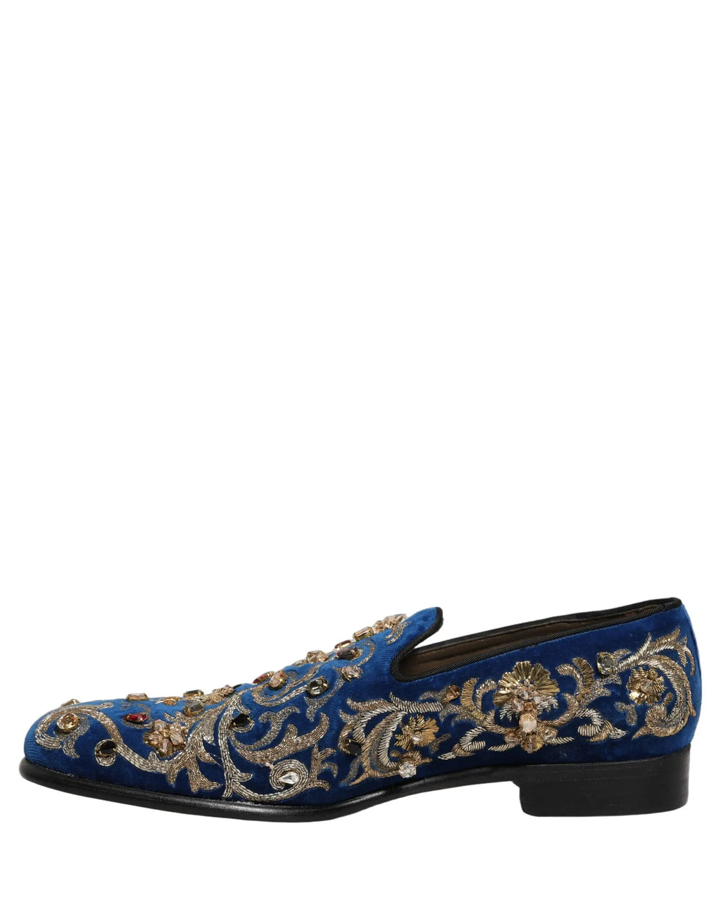 Chaussures Mocassins Dolce & Gabbana en Velours Bleu Ornés