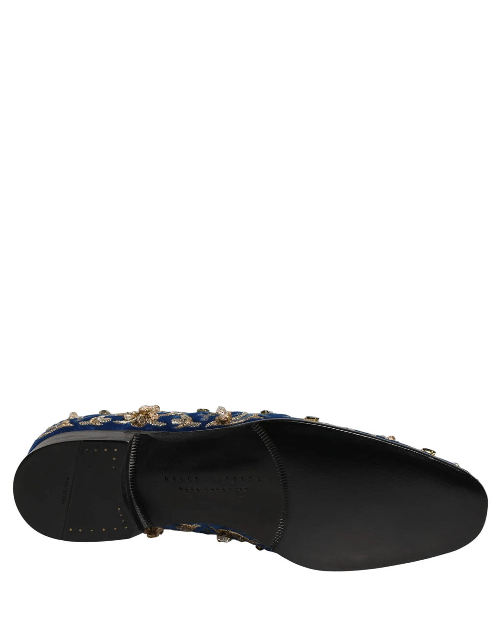Chaussures Mocassins Dolce & Gabbana en Velours Bleu Ornés