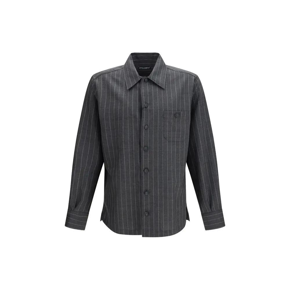 Dolce & Gabbana Gray Wool Oves Aries Dress Shirt