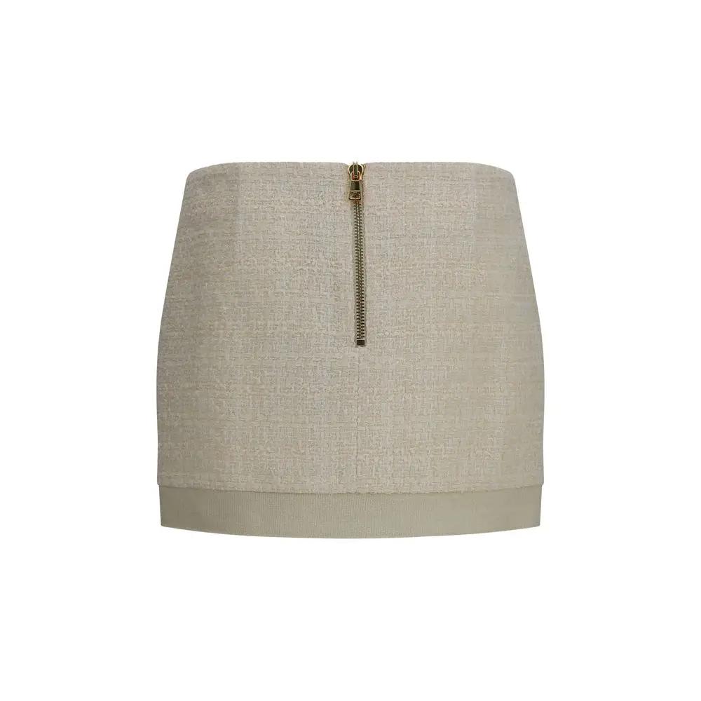 Balmain Beige Wool Oves Aries Mini Skirt