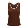 Brunello Cucinelli Bordeaux Wool Oves Aries Sleeveles T-Shirt