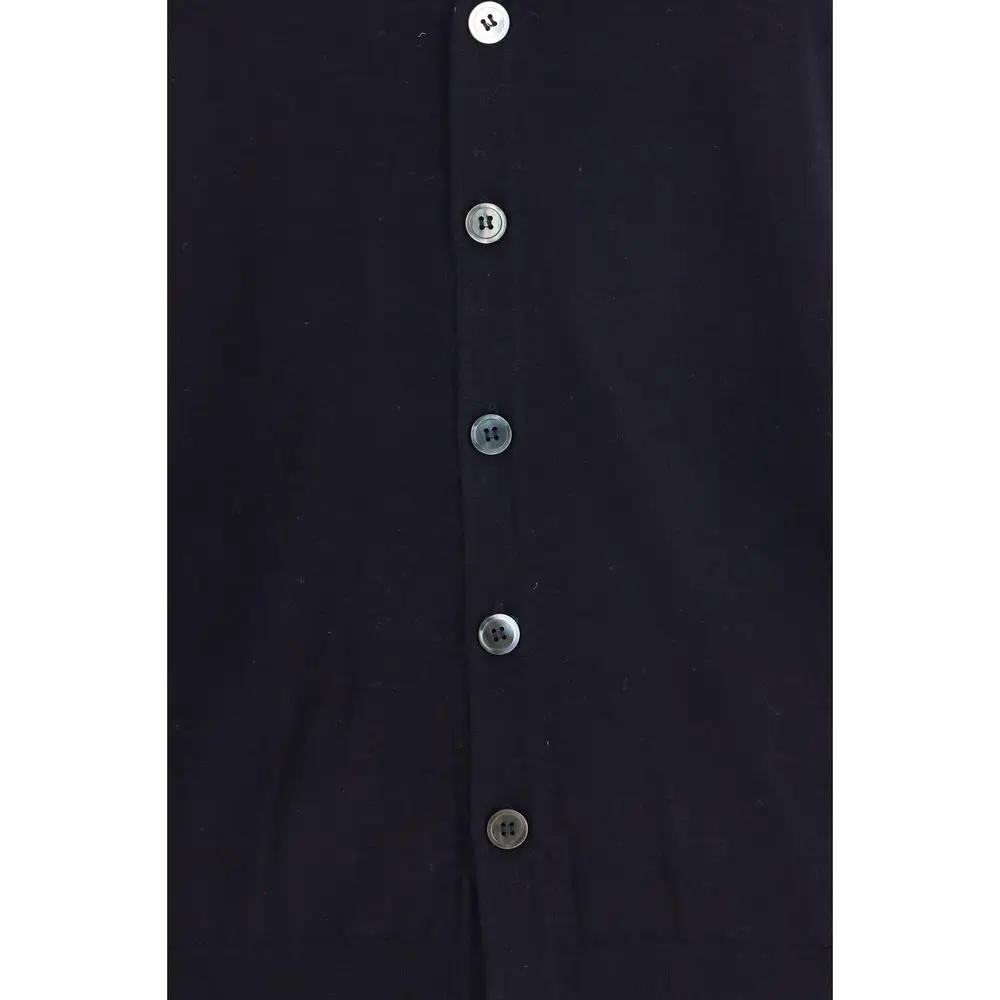 Pull sans manches bleu laine mérinos femme – Aragona Cashmere gilet col V SS26