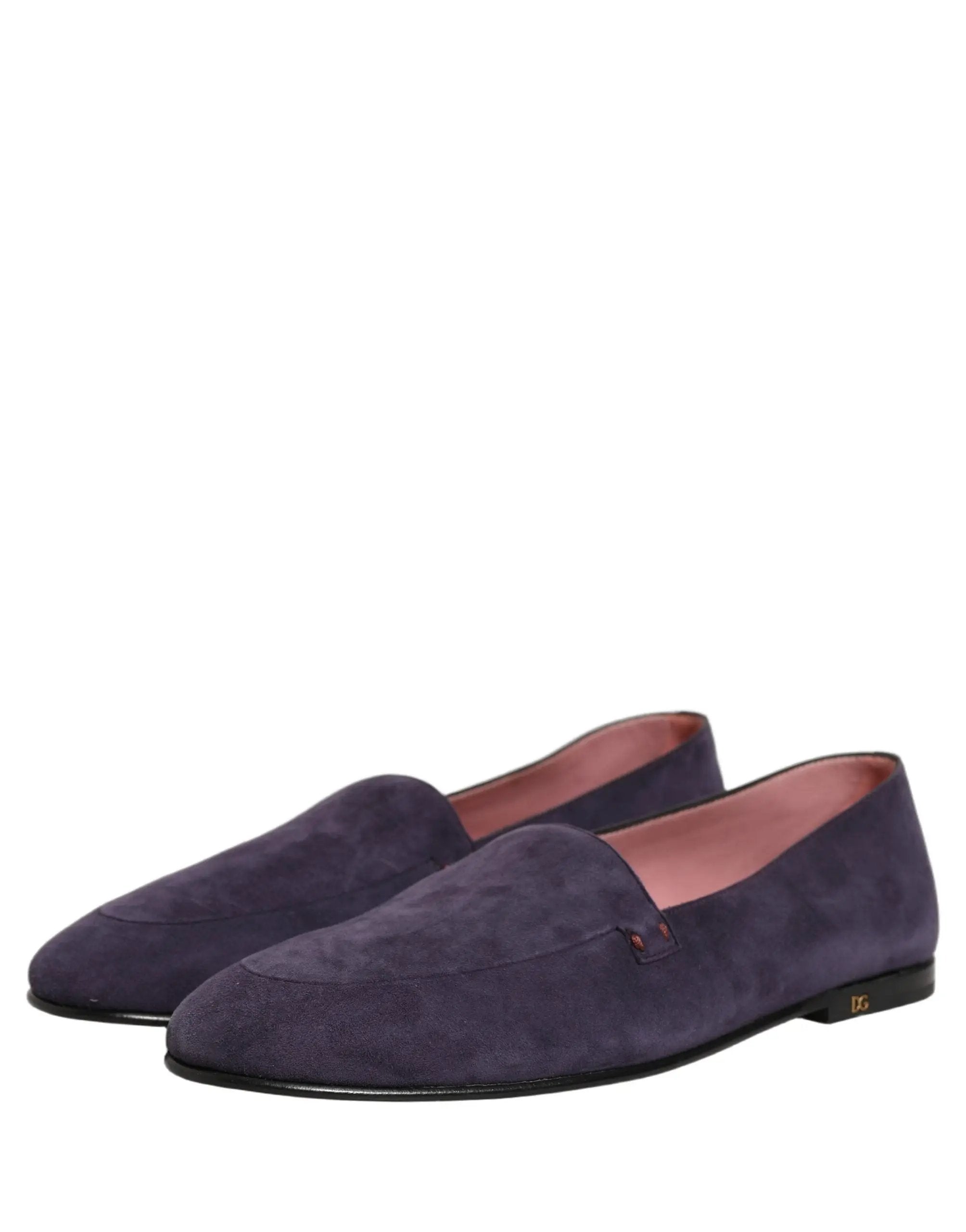Chaussures Homme Loafers Plates en Velours Violet Dolce & Gabbana