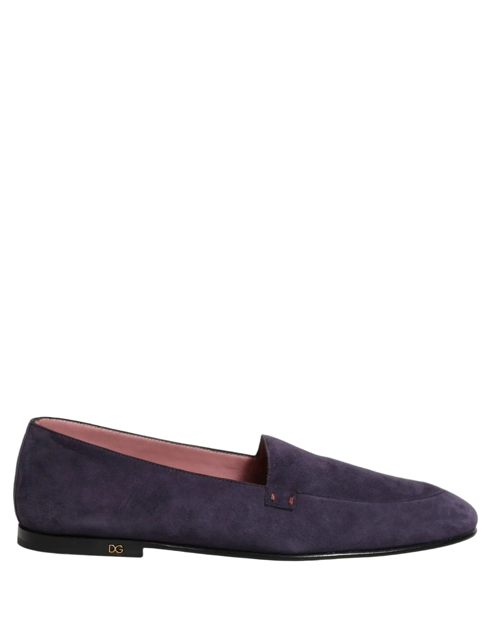 Chaussures Homme Loafers Plates en Velours Violet Dolce & Gabbana