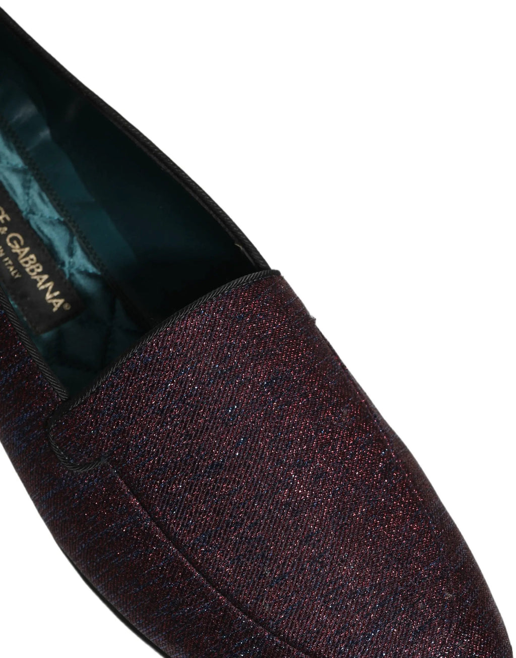 Chaussures mocassins Dolce & Gabbana bordeaux à paillettes en lurex et logo