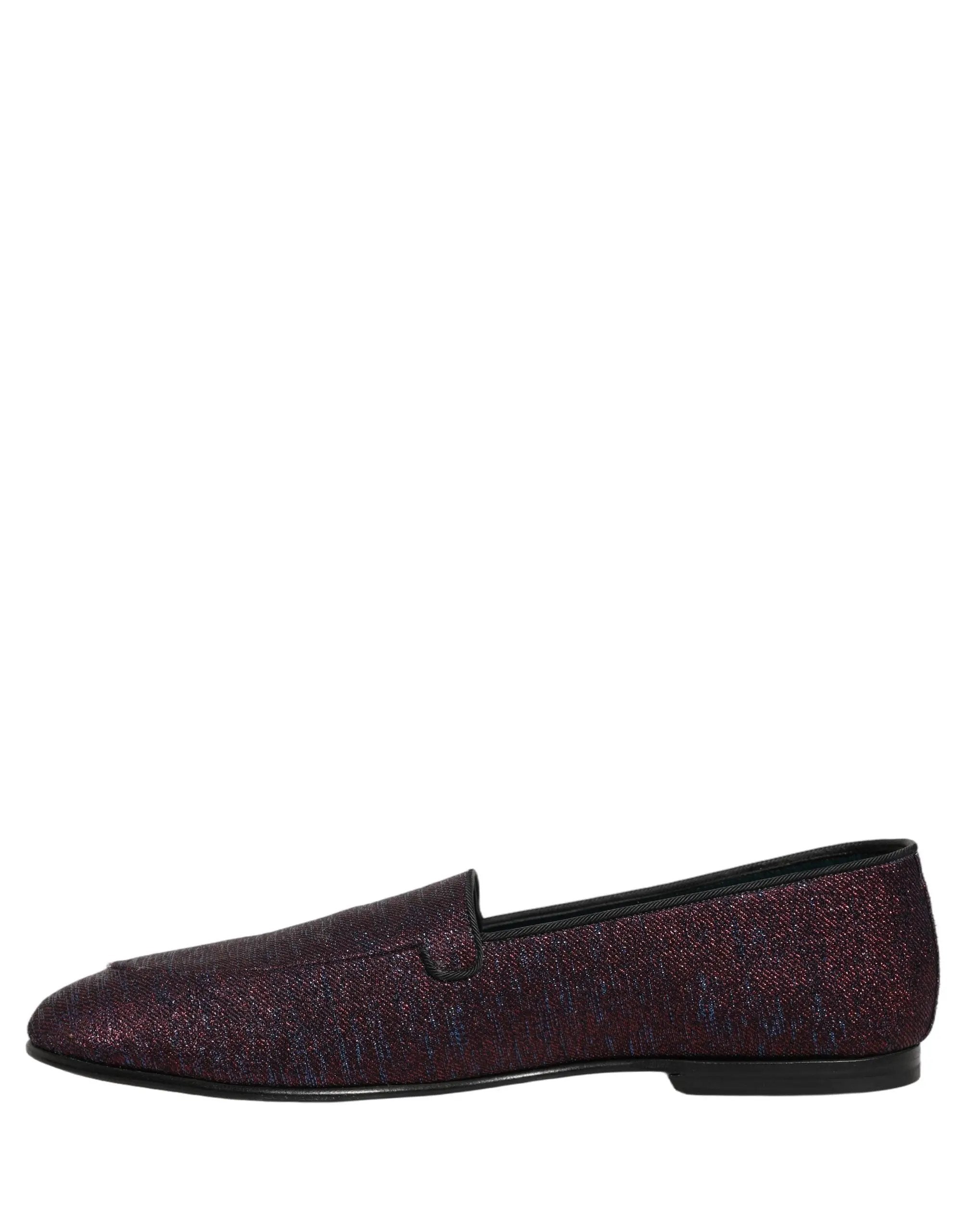 Chaussures mocassins Dolce & Gabbana bordeaux à paillettes en lurex et logo