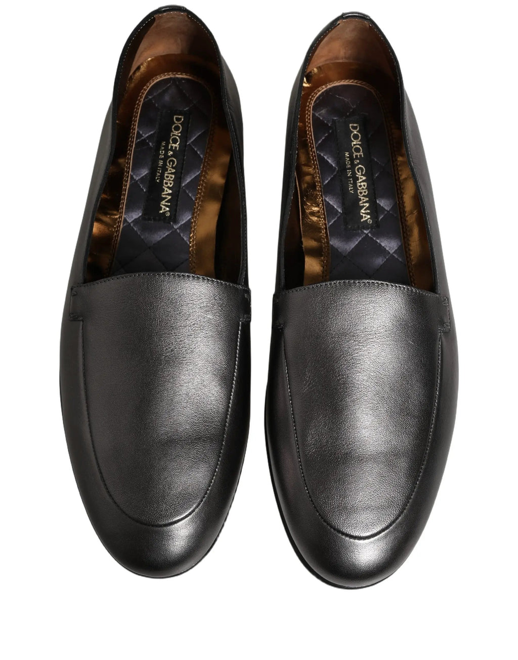 Chaussures Mocassins Dolce & Gabbana en Cuir Argenté à Logo DG à Enfiler