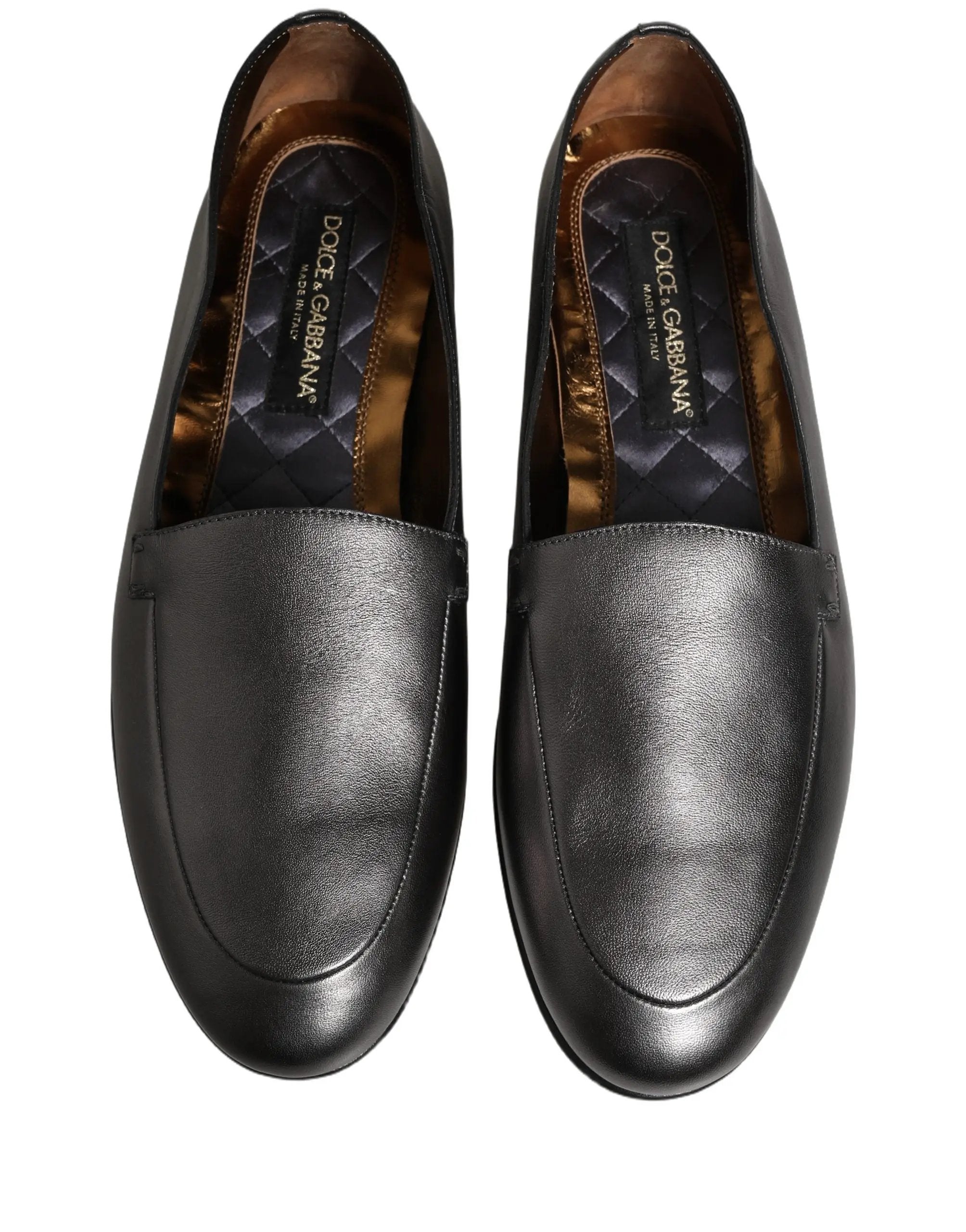 Chaussures Mocassins Dolce & Gabbana en Cuir Argenté à Logo DG à Enfiler