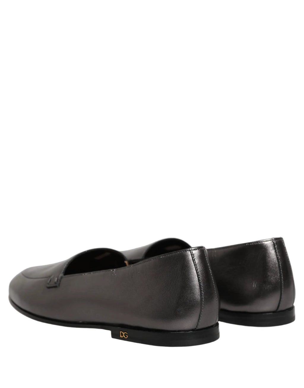 Chaussures Mocassins Dolce & Gabbana en Cuir Argenté à Logo DG à Enfiler