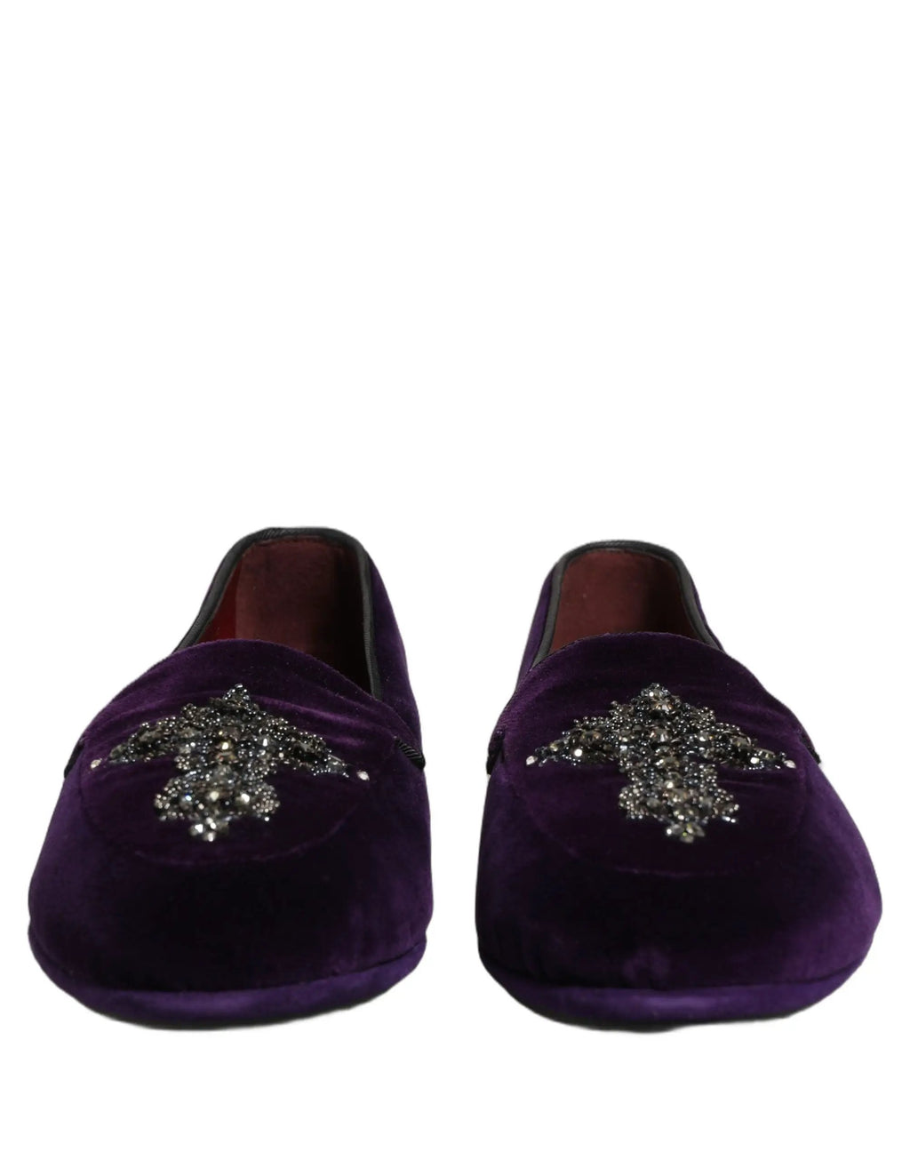 Dolce & Gabbana Violet Suede Embellished Dress Loafers Shoes