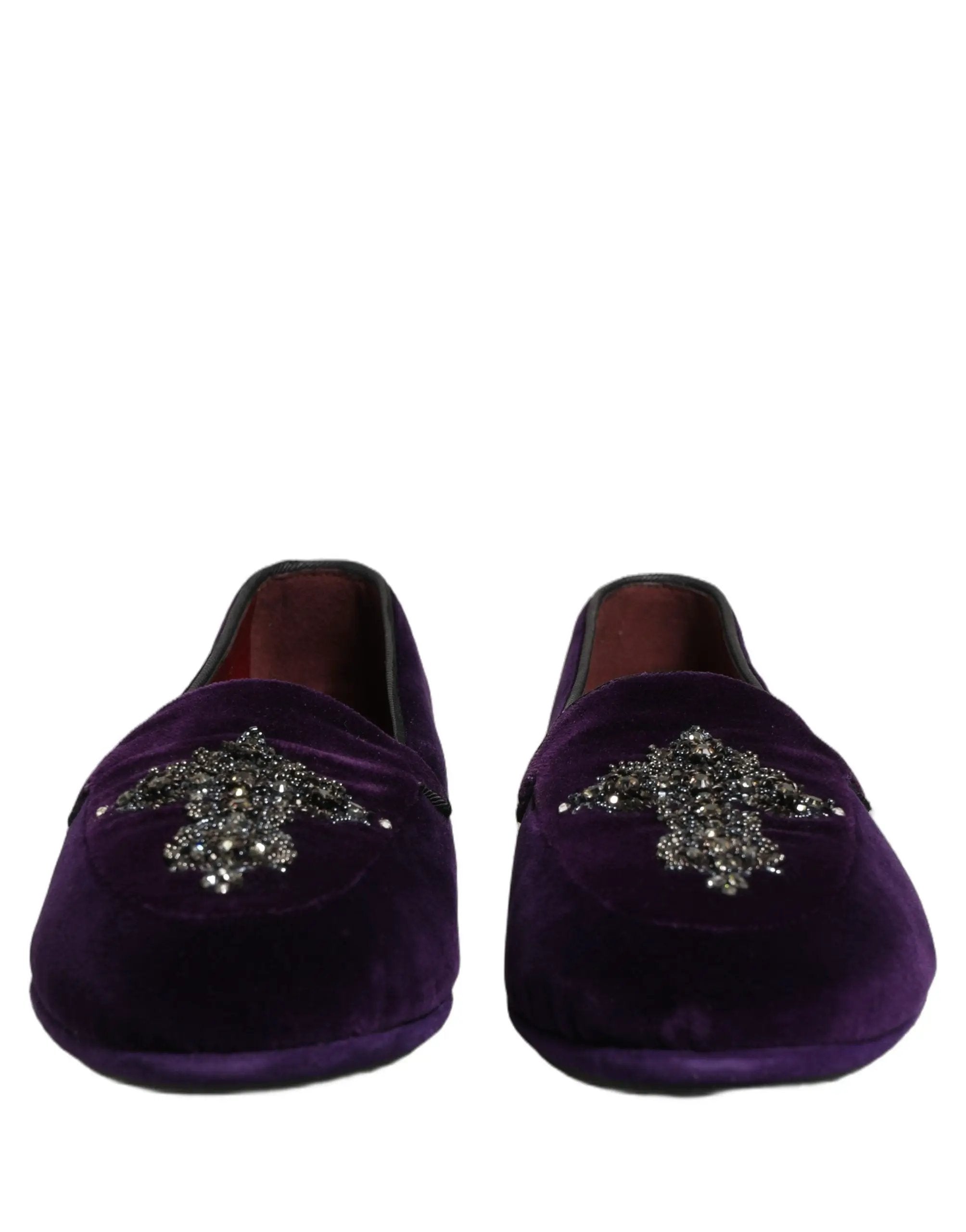 Dolce & Gabbana Violet Suede Embellished Dress Loafers Shoes