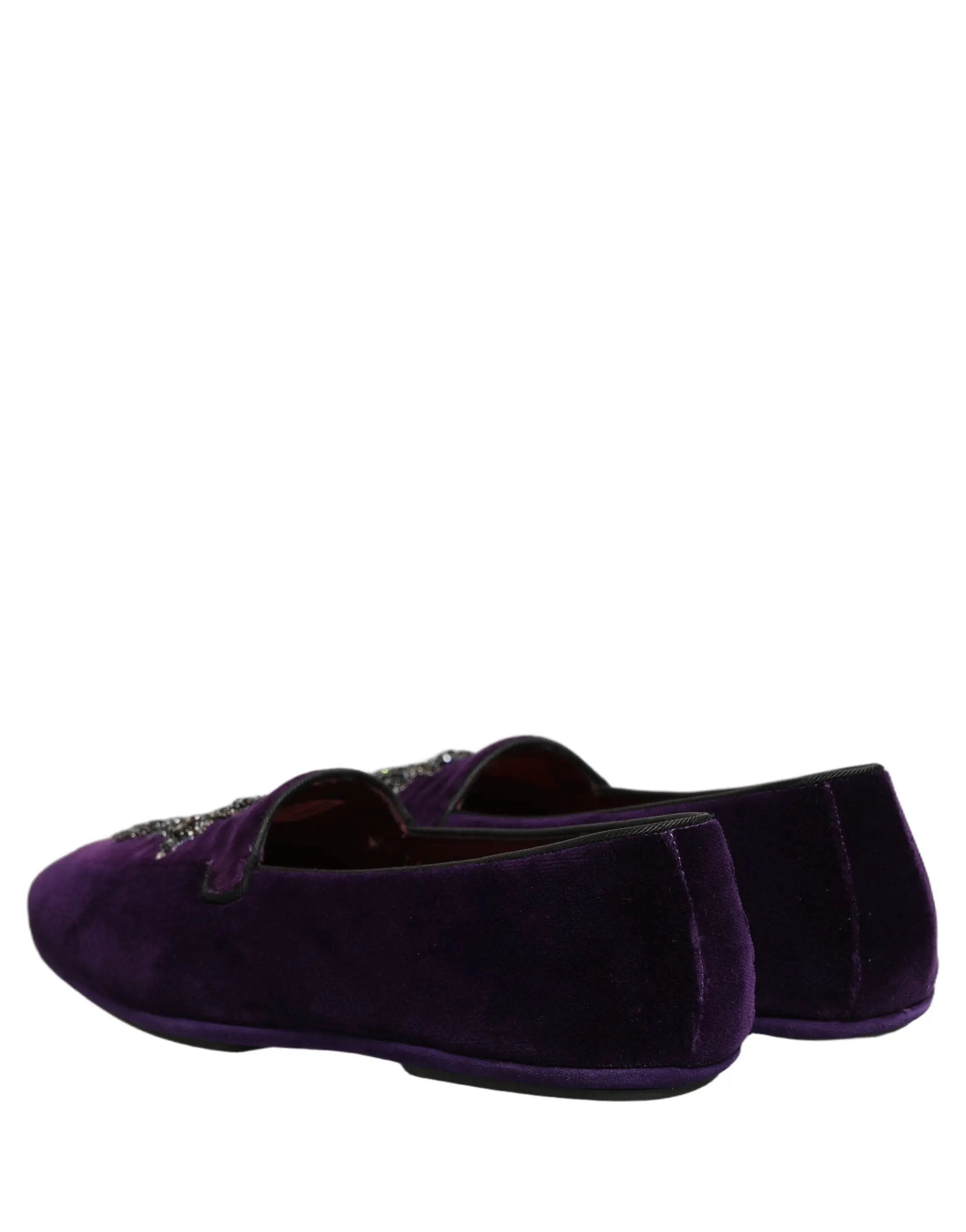 Dolce & Gabbana Violet Suede Embellished Dress Loafers Shoes