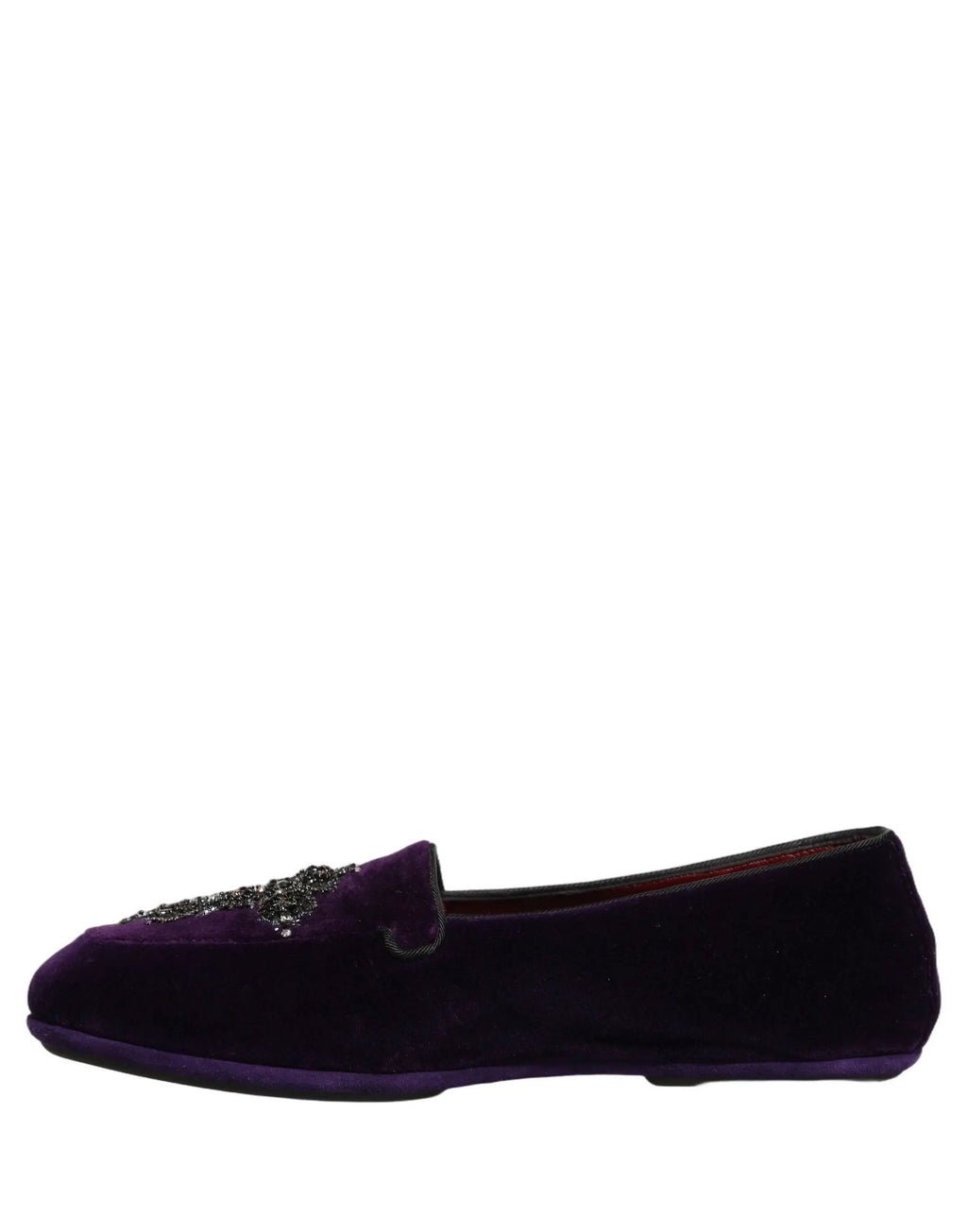 Dolce & Gabbana Violet Suede Embellished Dress Loafers Shoes