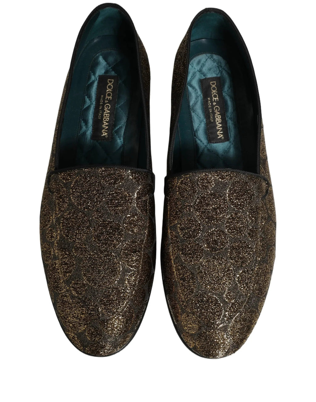 Dolce & Gabbana Gold Lurex Glitter Men Slip On Loafers Shoes