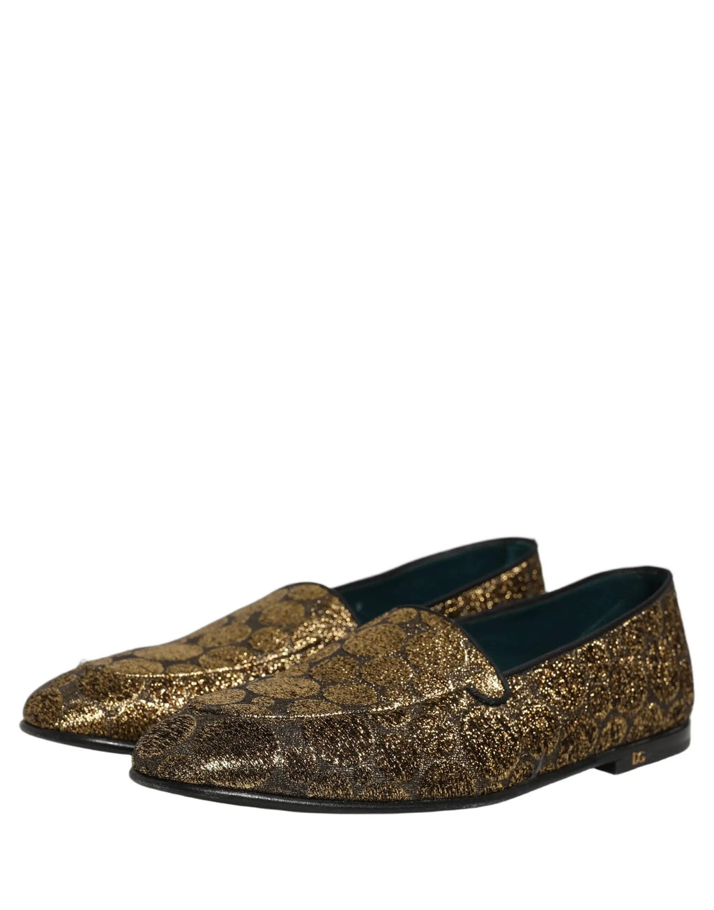 Dolce & Gabbana Gold Lurex Glitter Men Slip On Loafers Shoes