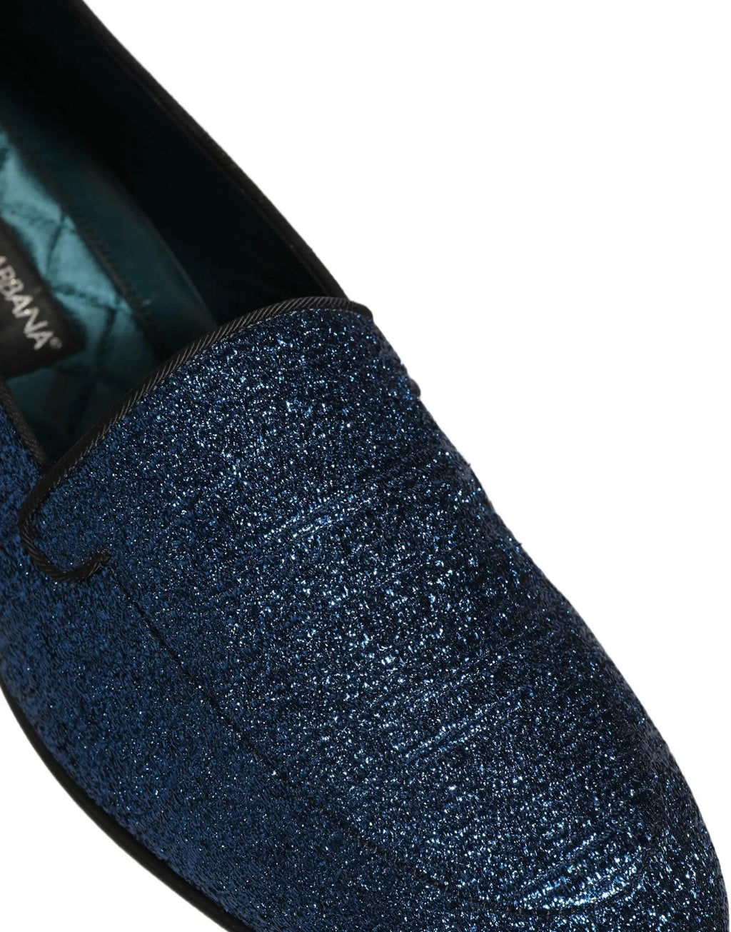 Mocassins Dolce & Gabbana en lurex bleu à paillettes avec logo DG