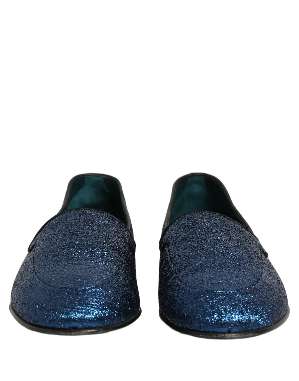 Mocassins Dolce & Gabbana en lurex bleu à paillettes avec logo DG