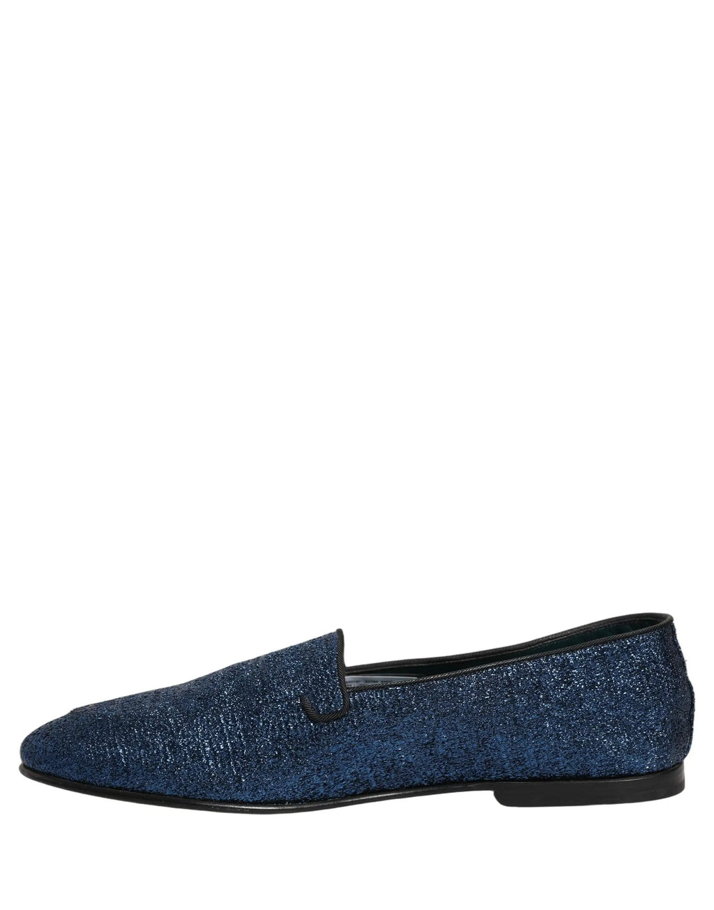 Mocassins Dolce & Gabbana en lurex bleu à paillettes avec logo DG