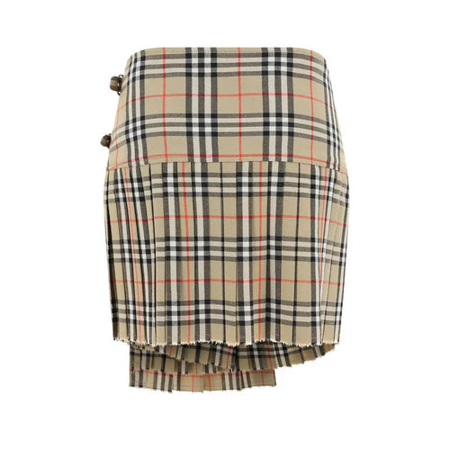 Mini-jupe en laine beige Burberry Oves Aries