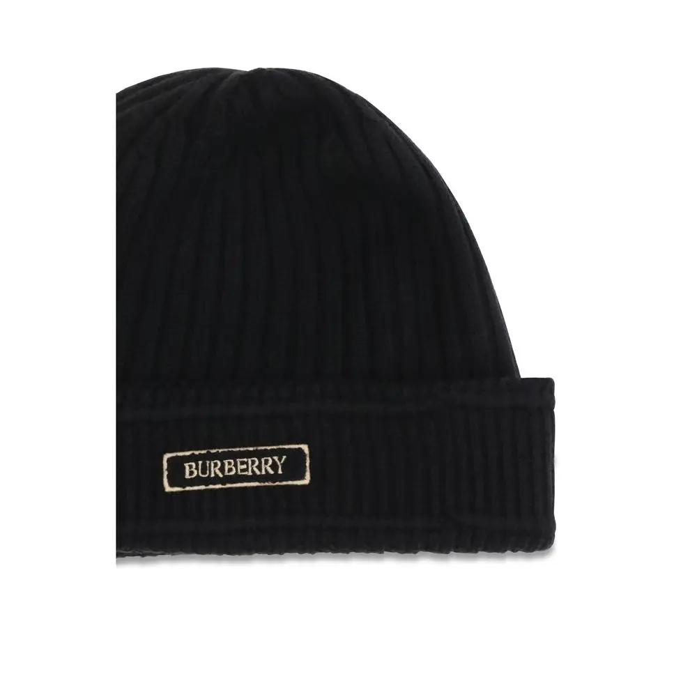 Bonnet Burberry Oves Aries en laine noire