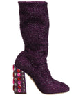 Dolce & Gabbana Purple Crystal Lurex Fantasy High Boots Shoes