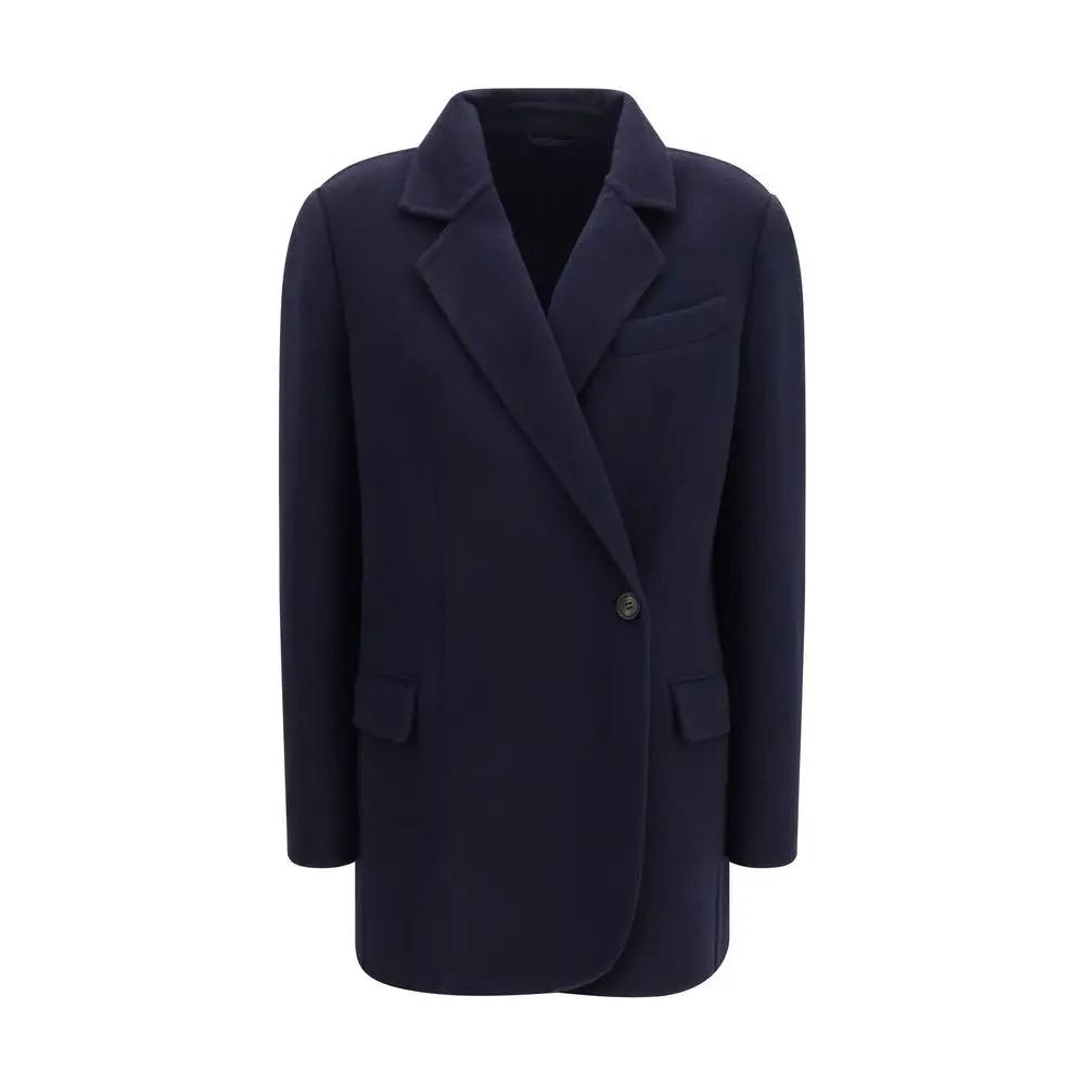 Men’s Blue Wool & Cashmere Jacket – Brunello Cucinelli Tailored Single-Breasted Blazer AW26
