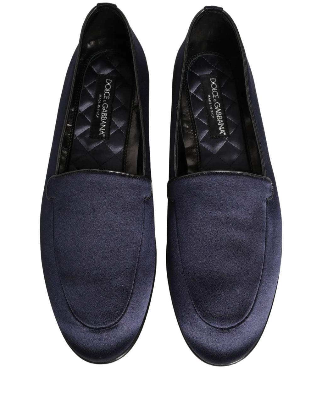 Chaussures Mocassins Dolce & Gabbana en Satin Bleu Marine à Logo DG