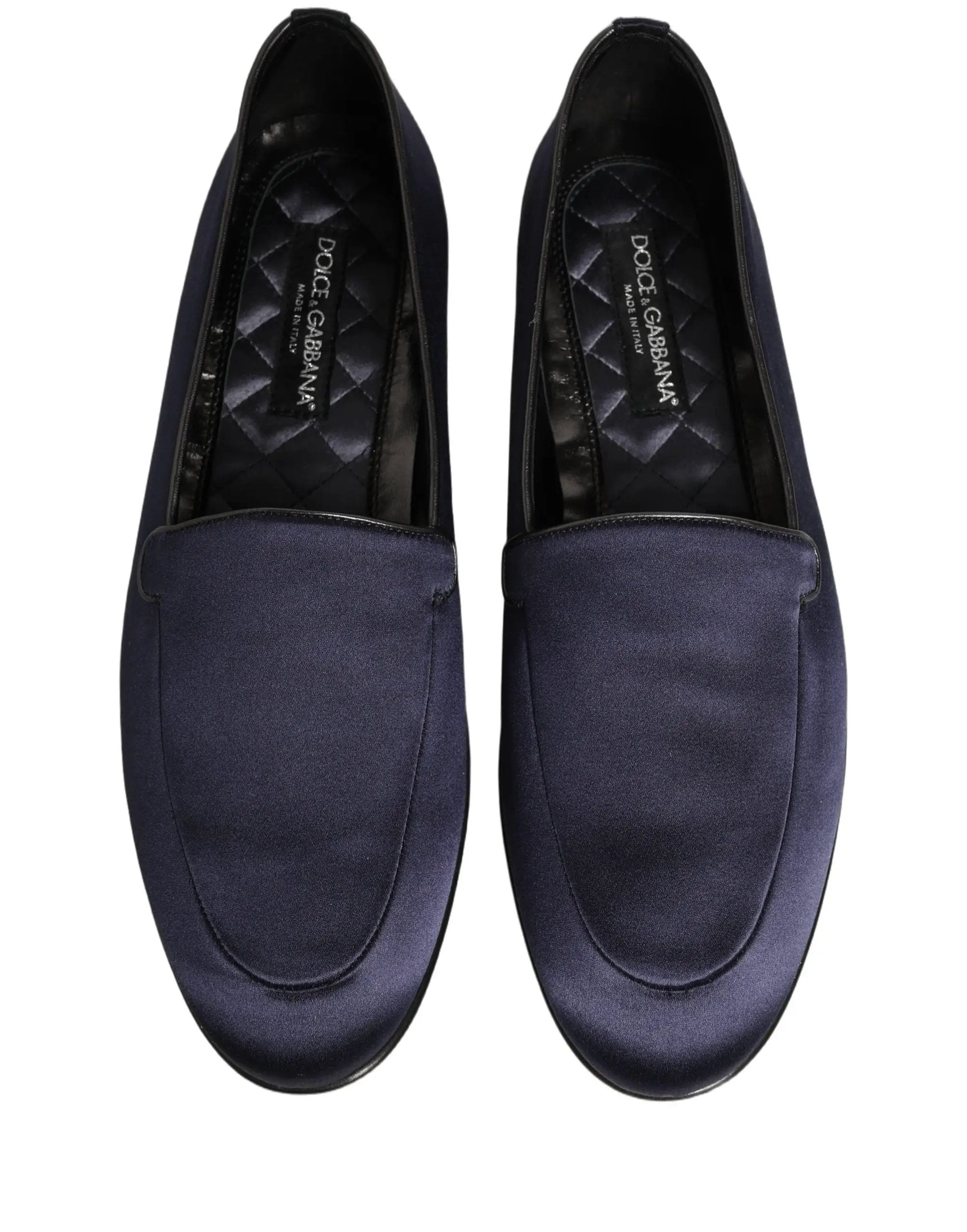 Chaussures Mocassins Dolce & Gabbana en Satin Bleu Marine à Logo DG