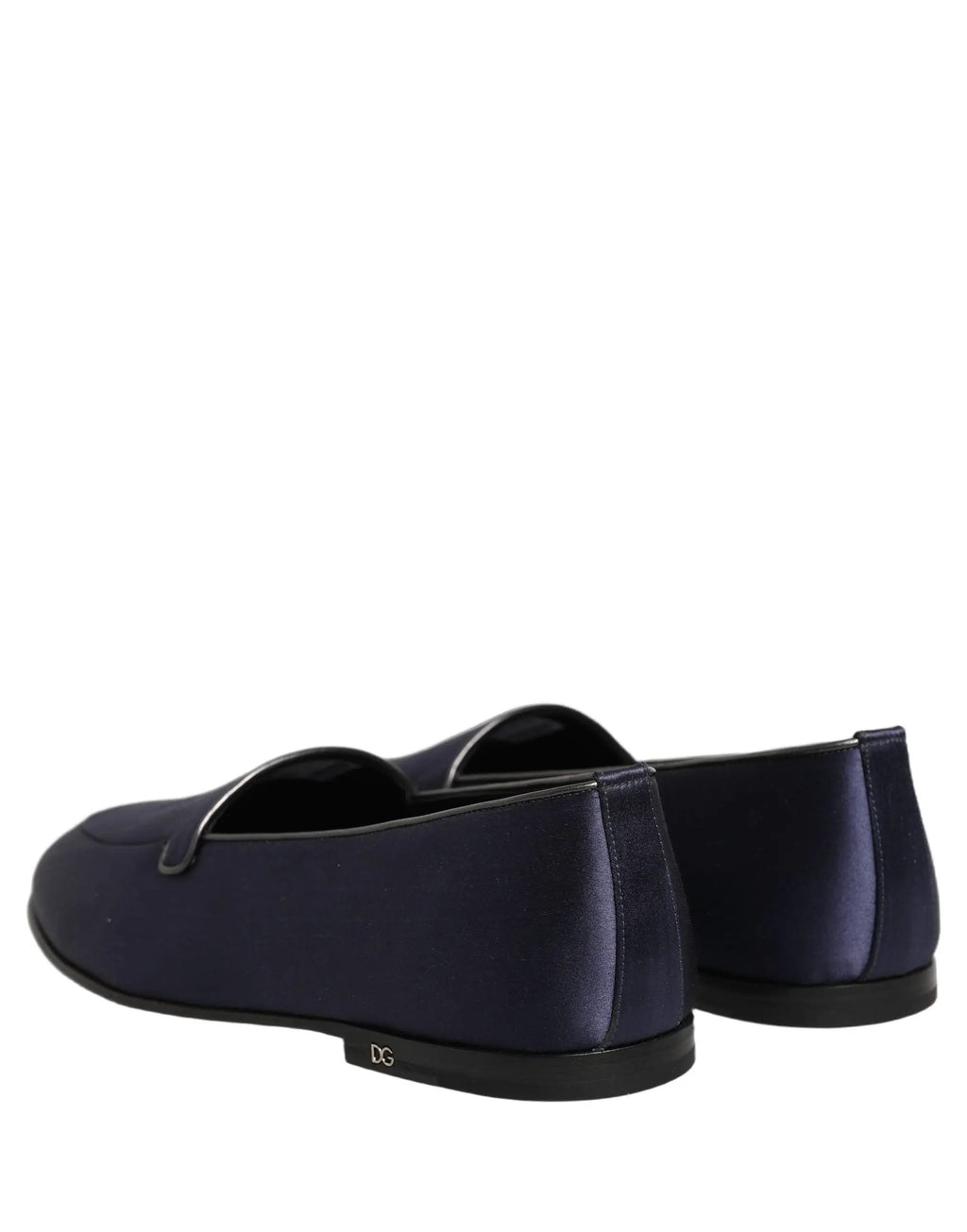 Chaussures Mocassins Dolce & Gabbana en Satin Bleu Marine à Logo DG