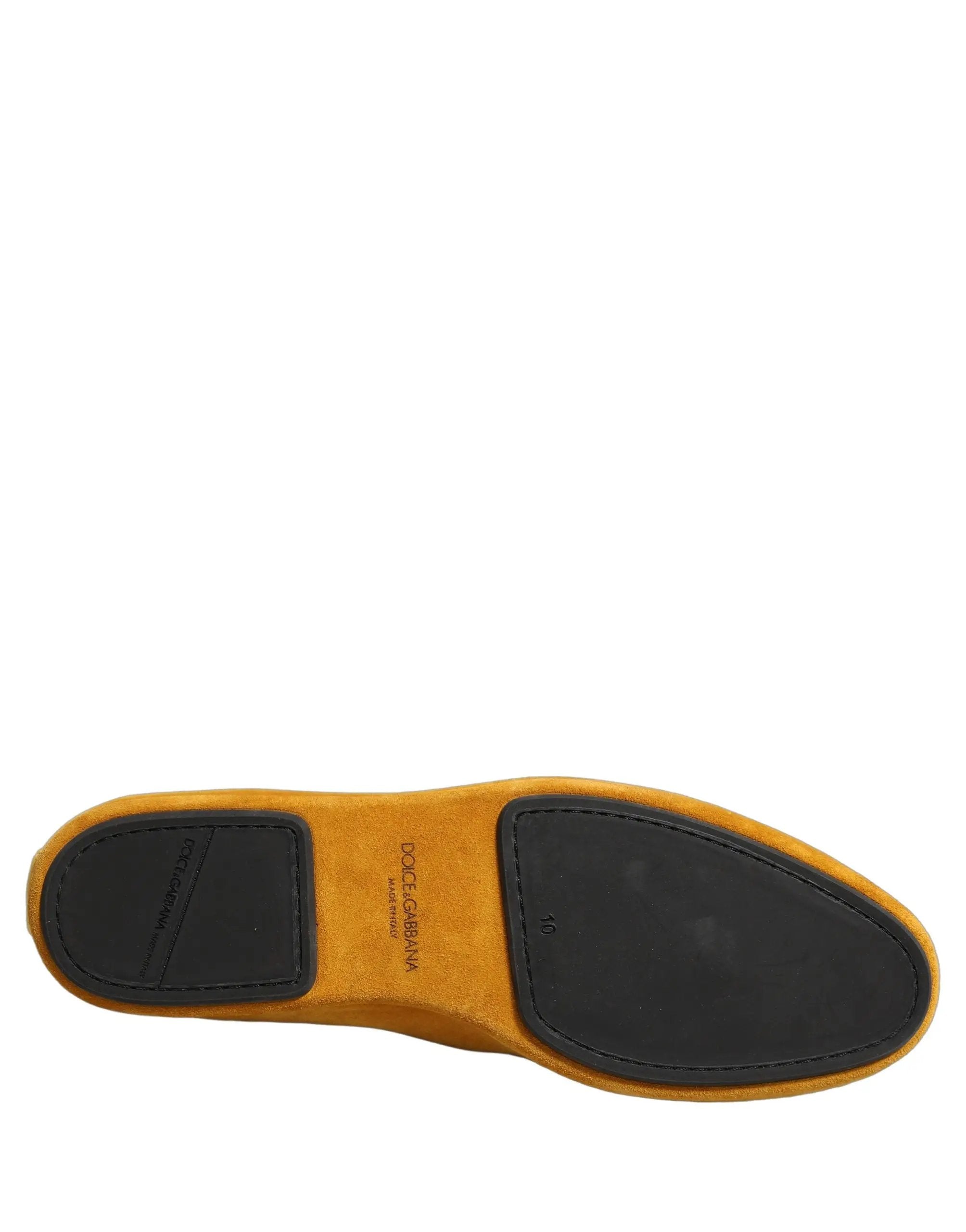 Mocassins de ville pour homme Dolce & Gabbana en velours jaune à enfiler