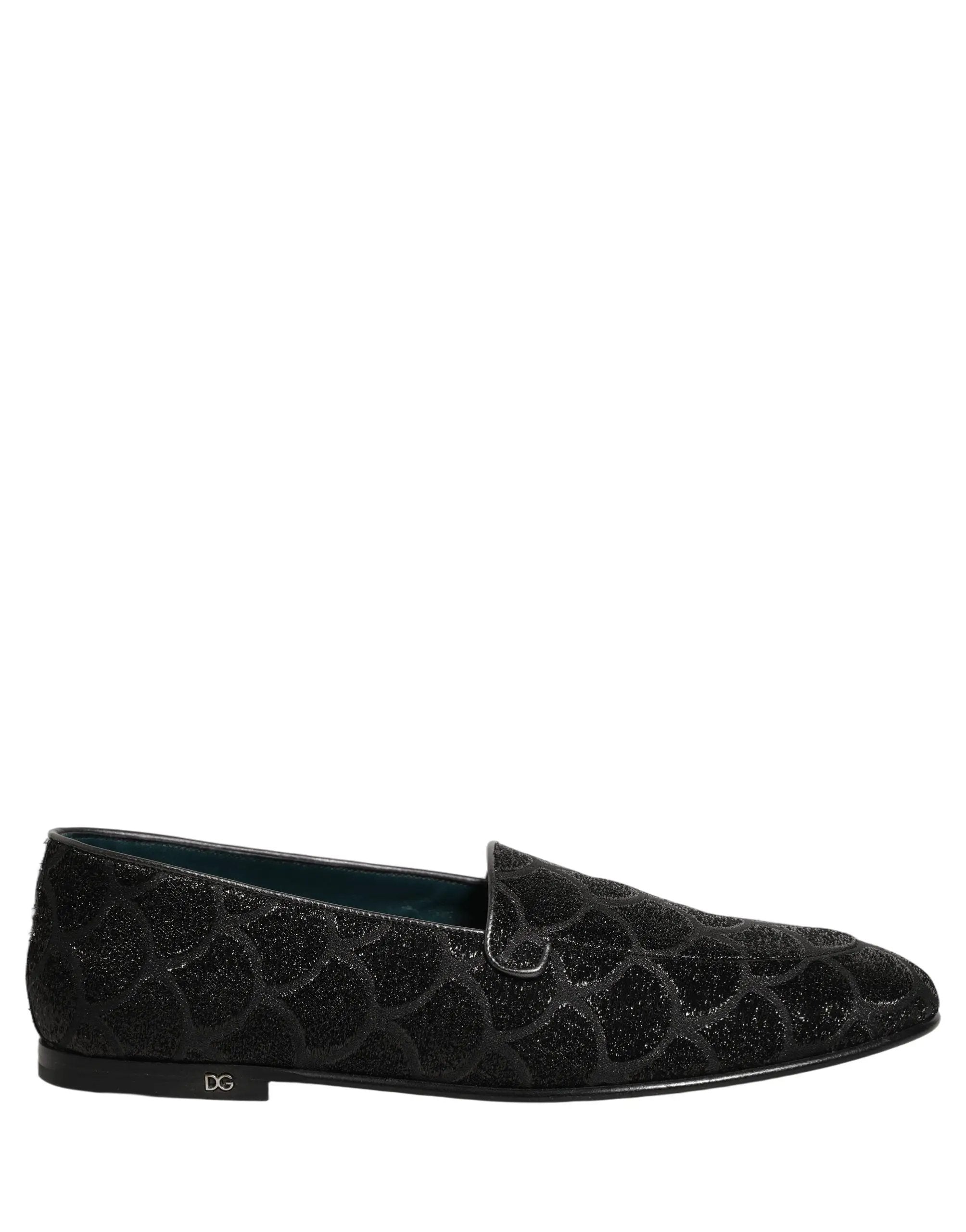 Chaussures Loafers Habillées Dolce & Gabbana Homme Brocart Pailleté Noir