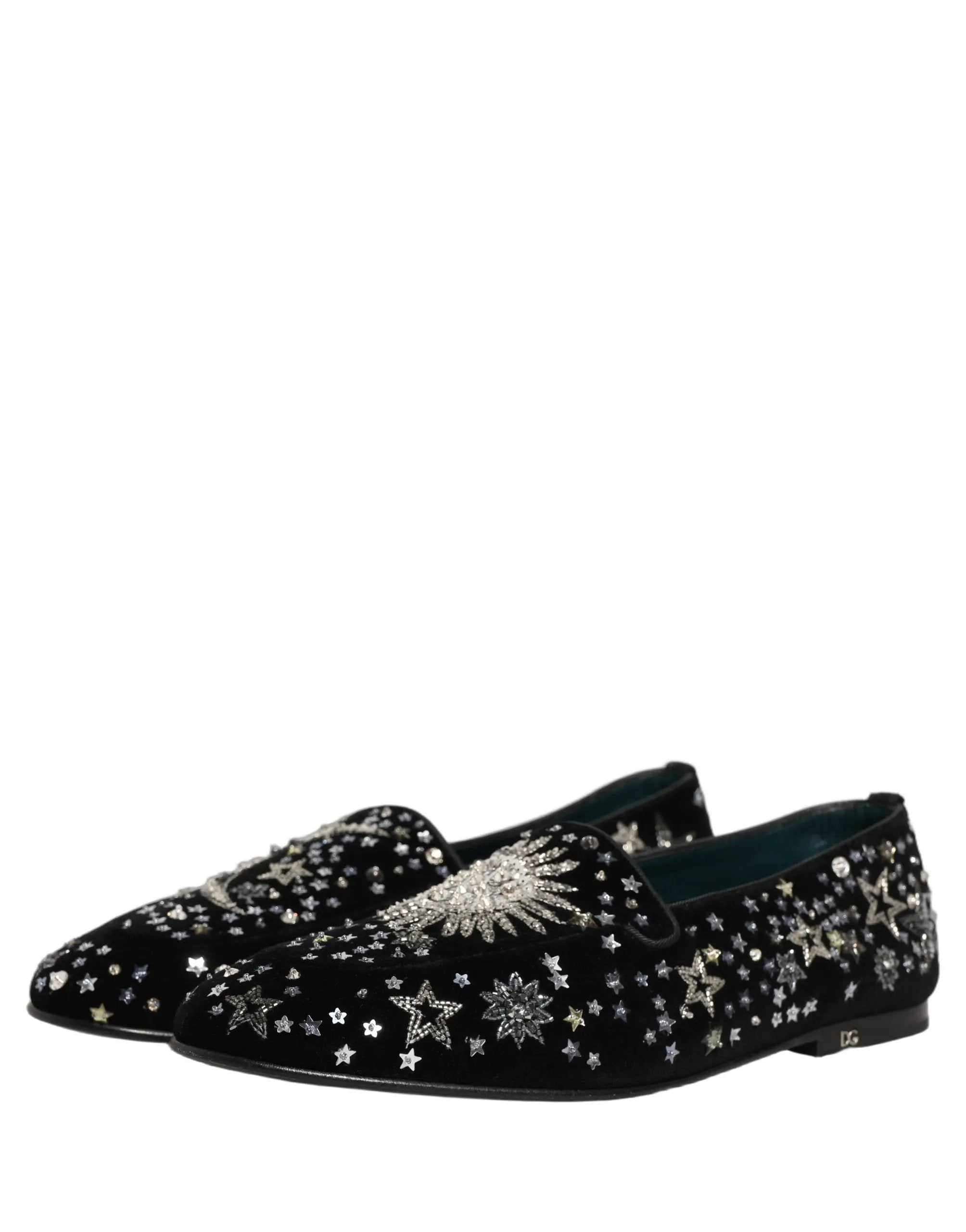 Chaussures Loafers Dolce & Gabbana ornées de cristaux noirs