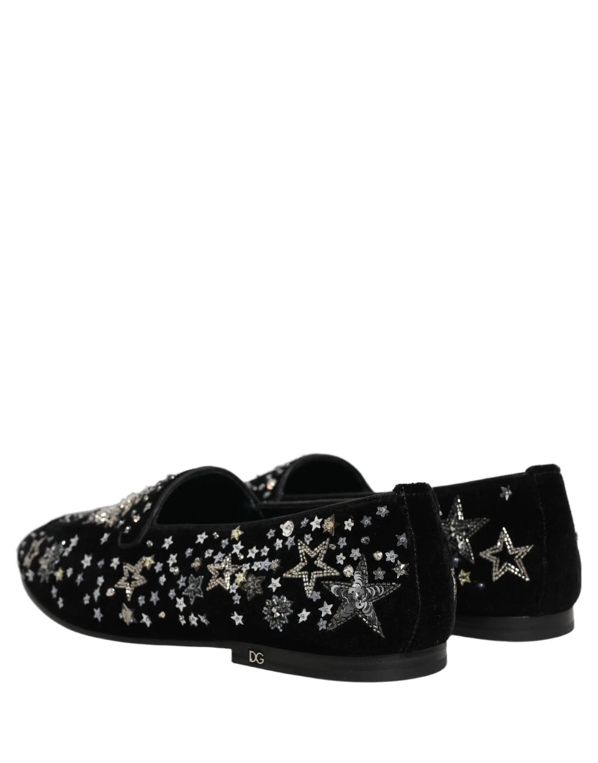 Chaussures Loafers Dolce & Gabbana ornées de cristaux noirs
