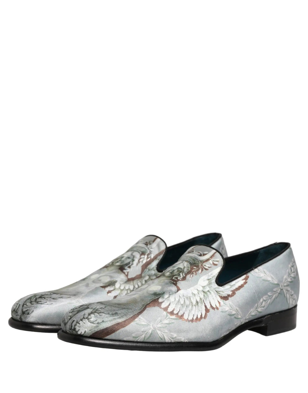Chaussures mocassins Dolce & Gabbana en velours gris avec anges baroques pour hommes