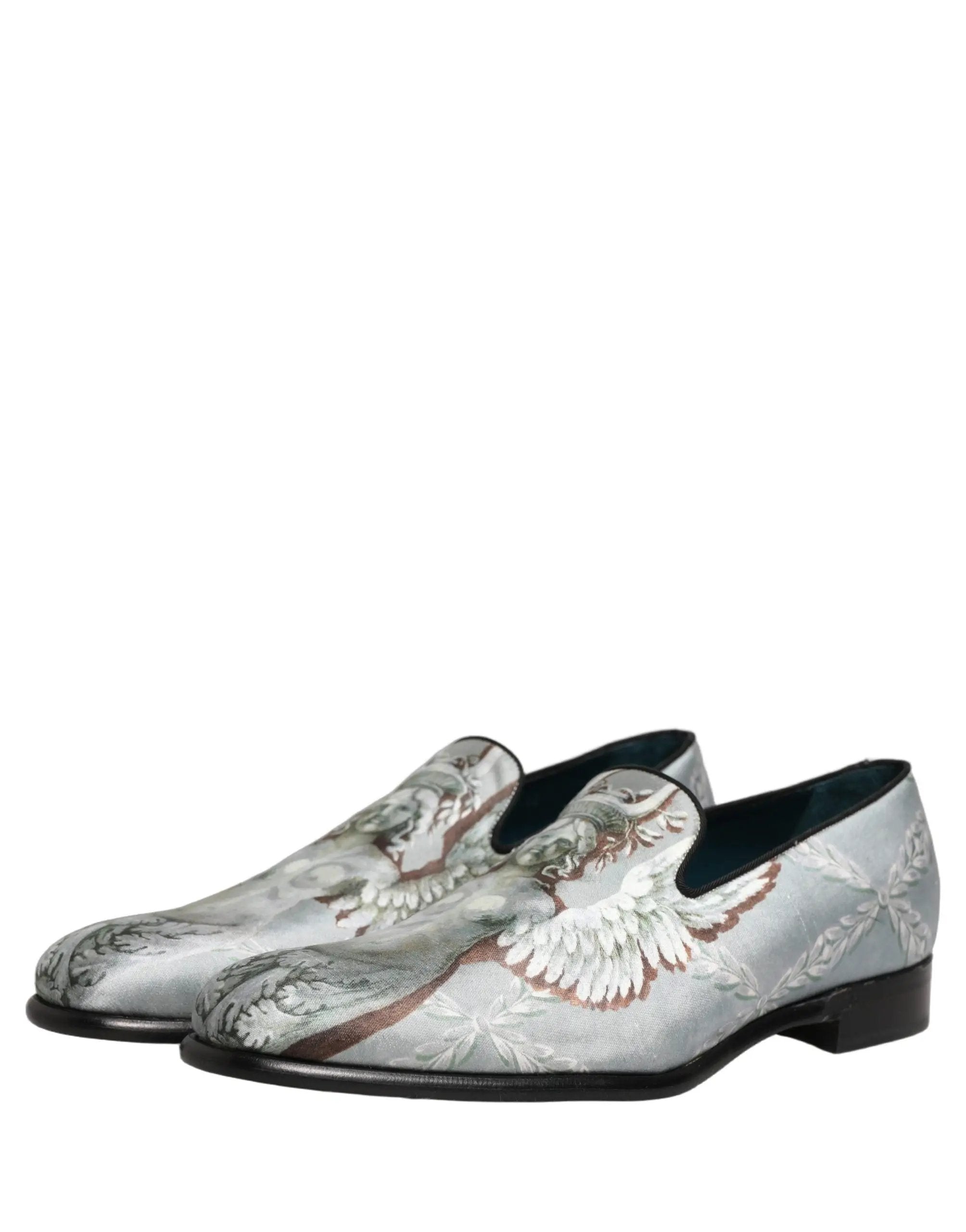 Chaussures mocassins Dolce & Gabbana en velours gris avec anges baroques pour hommes
