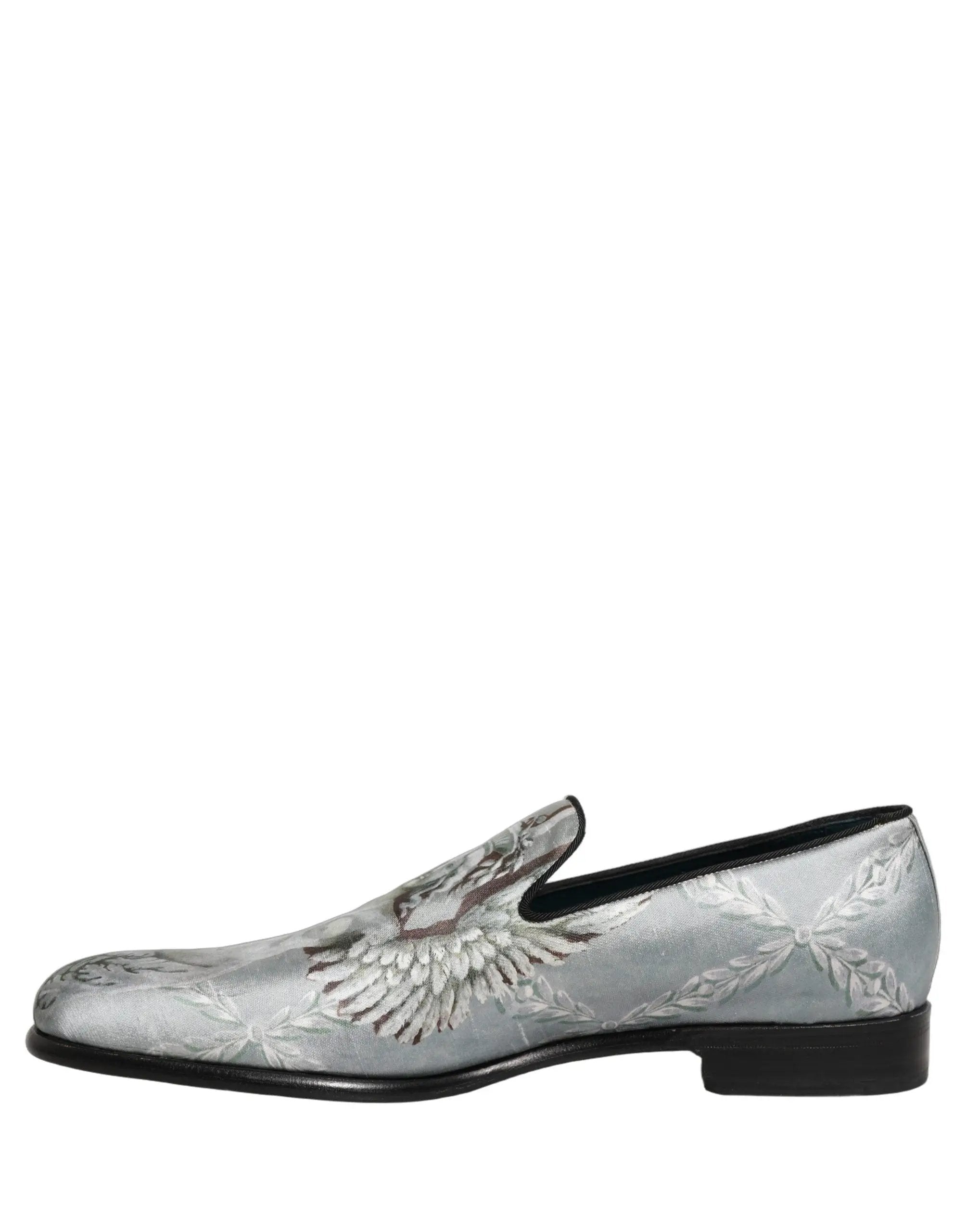 Chaussures mocassins Dolce & Gabbana en velours gris avec anges baroques pour hommes