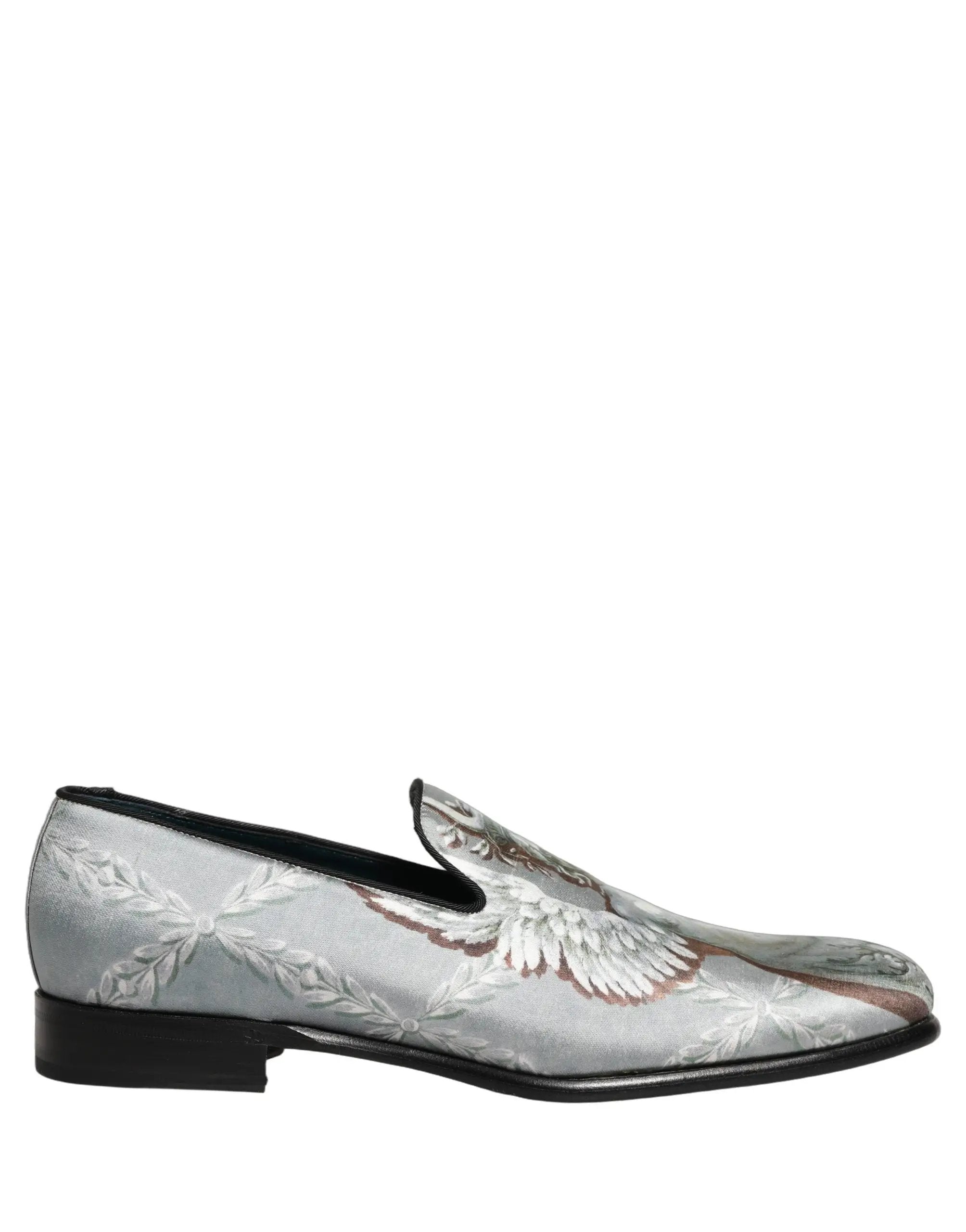 Chaussures mocassins Dolce & Gabbana en velours gris avec anges baroques pour hommes