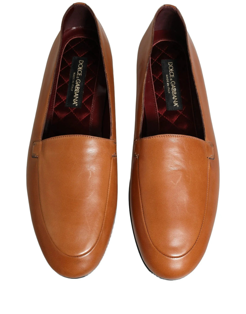Dolce & Gabbana Brown Leather Logo Slip On Men Loafers Shoes