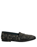 Dolce & Gabbana Black Rhinestone Embellished Loafers Shoes