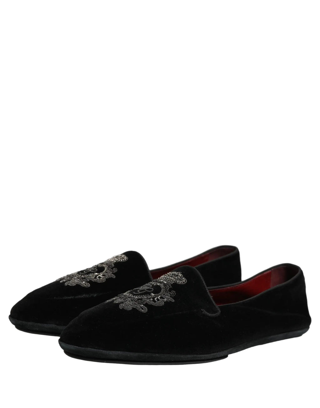 Chaussures mocassins Dolce & Gabbana en velours noir brodées d'une couronne