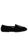 Chaussures mocassins Dolce & Gabbana en velours noir brodées d'une couronne