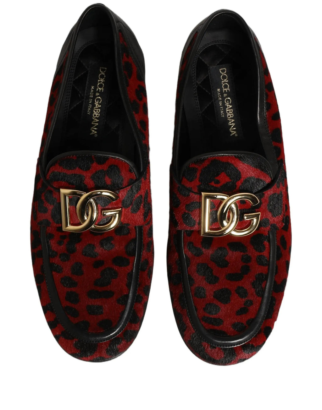 Mocassins Dolce & Gabbana en crin de poney imprimé léopard rouge