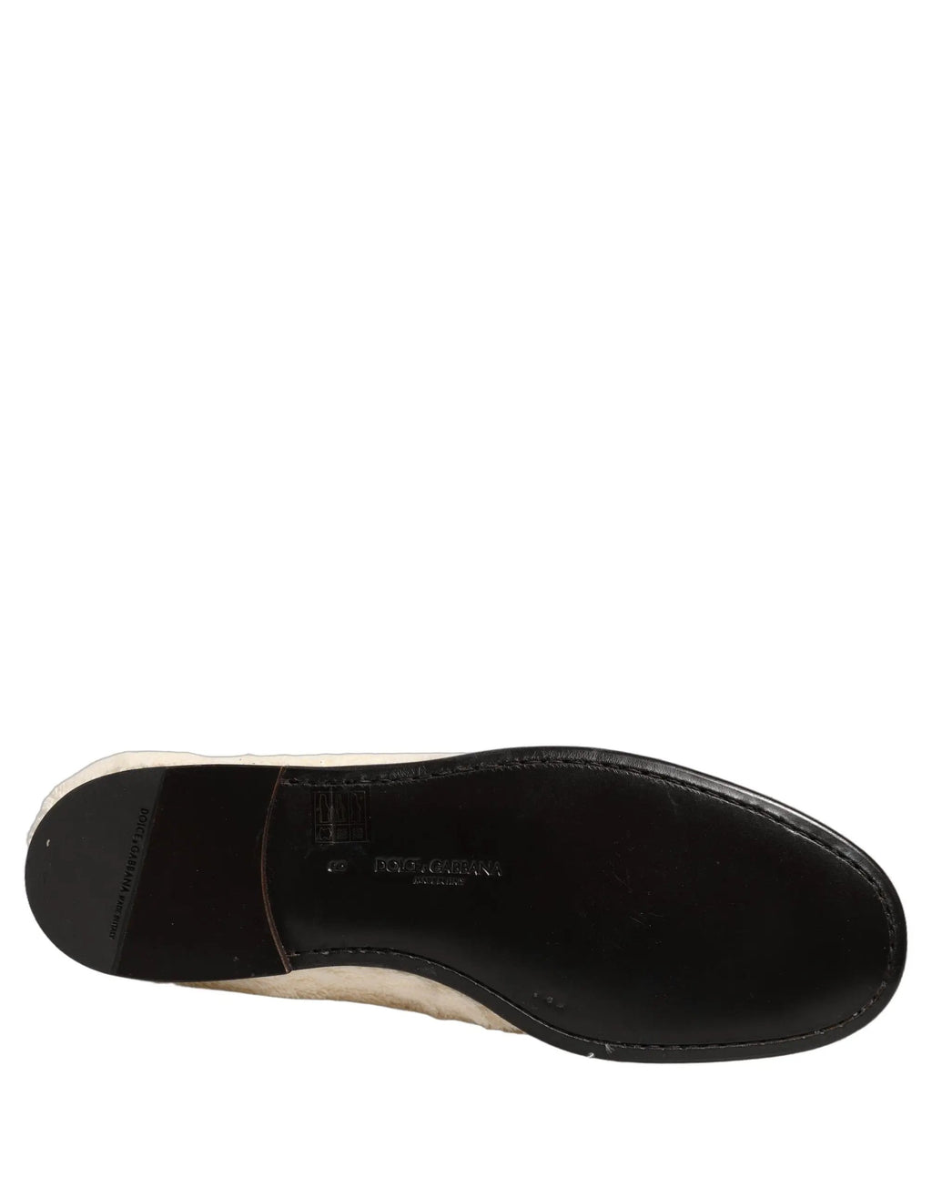 Dolce & Gabbana White Fur Shearling Men Dress Loafers Shoes