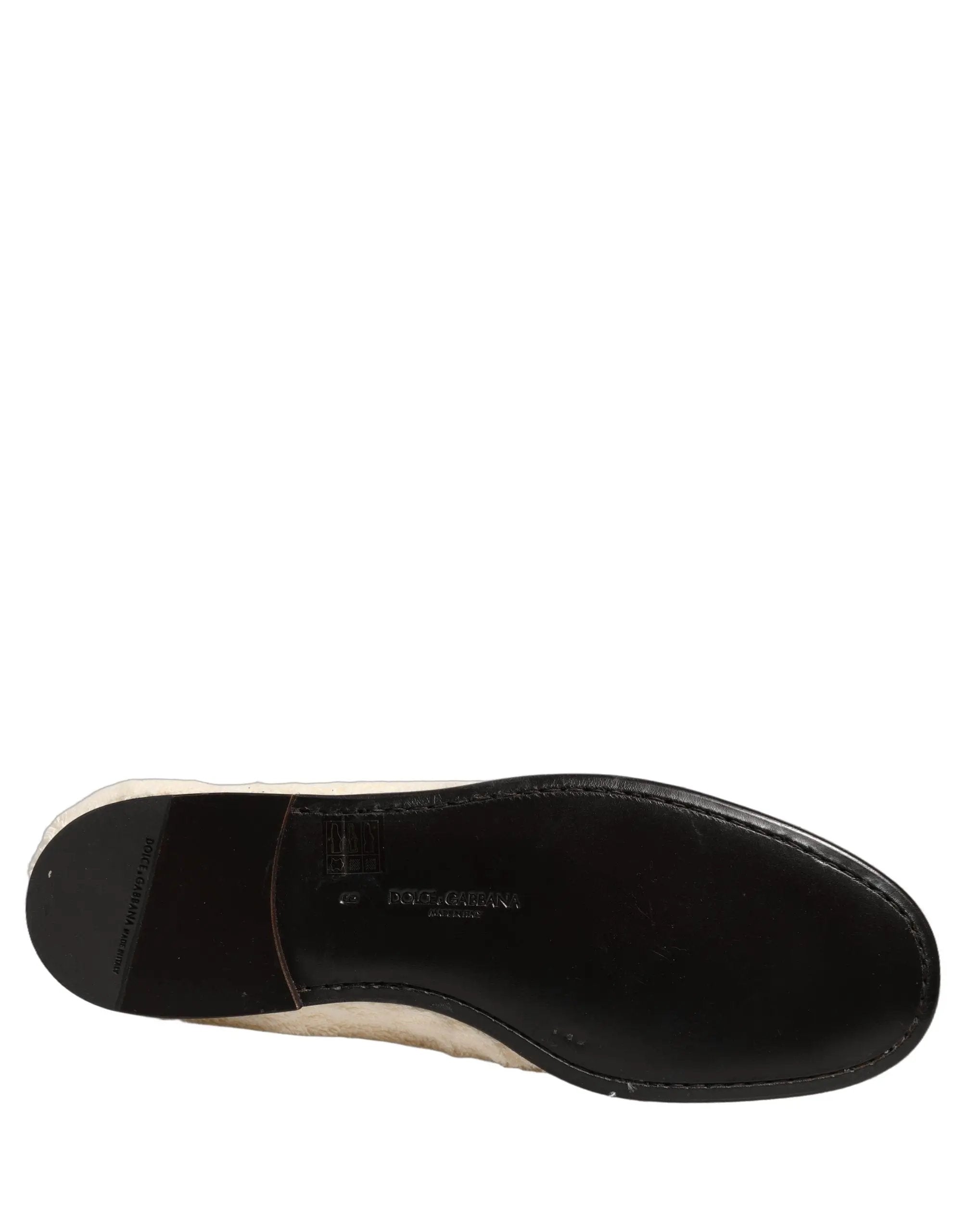 Dolce & Gabbana White Fur Shearling Men Dress Loafers Shoes