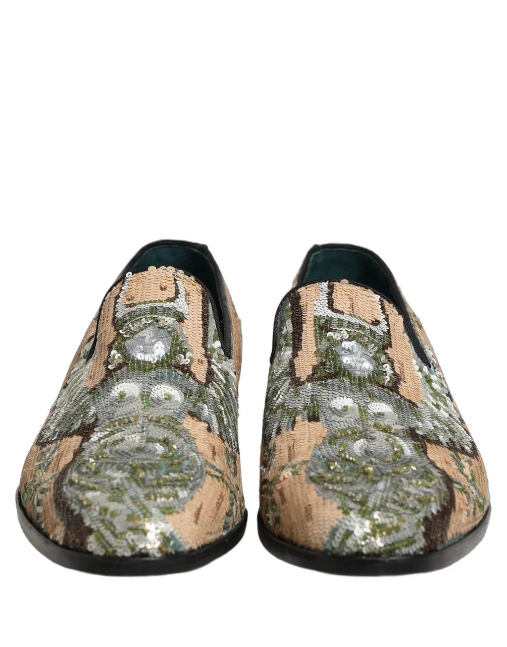 Chaussures mocassins Dolce & Gabbana beiges à broderies de sequins