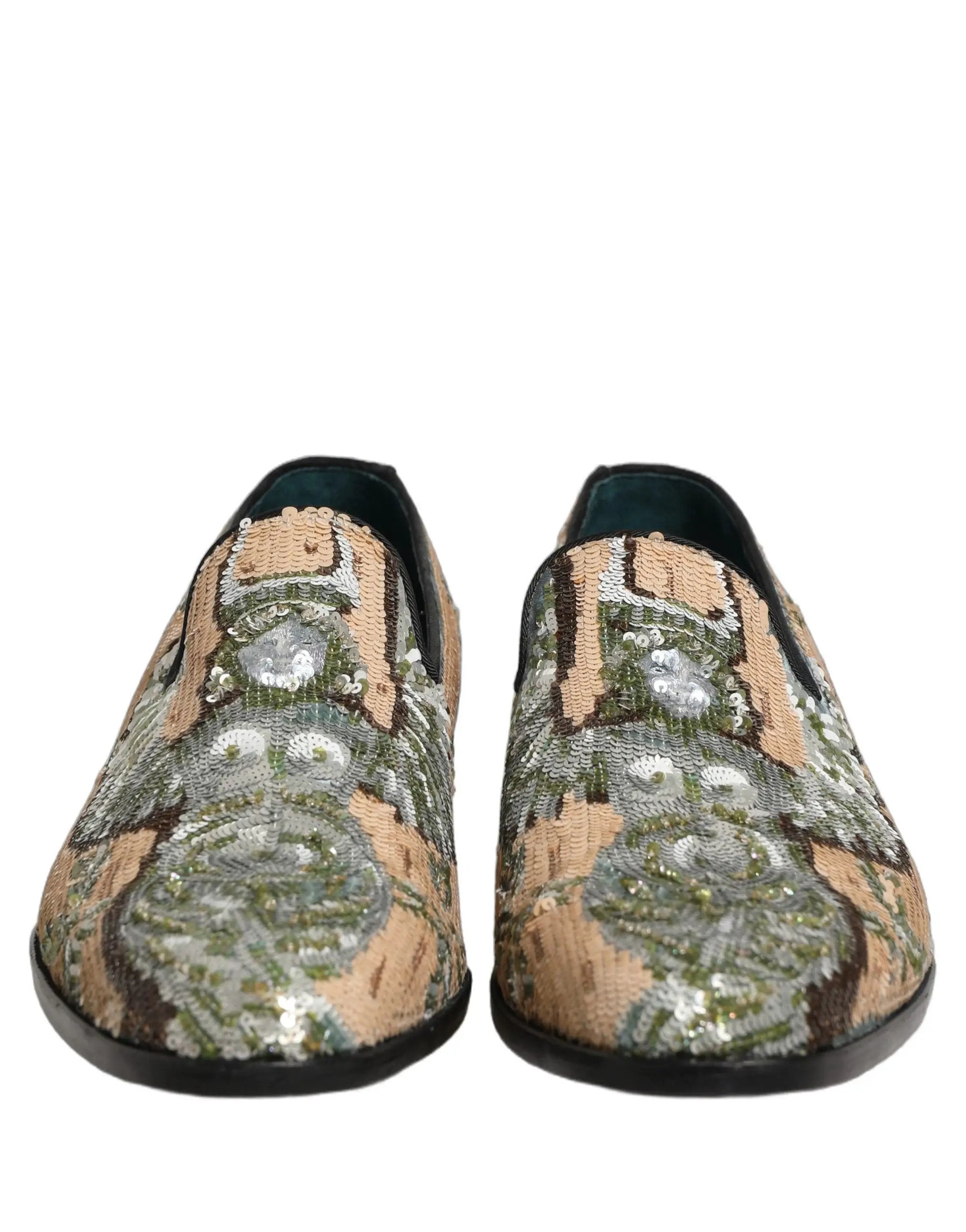Chaussures mocassins Dolce & Gabbana beiges à broderies de sequins