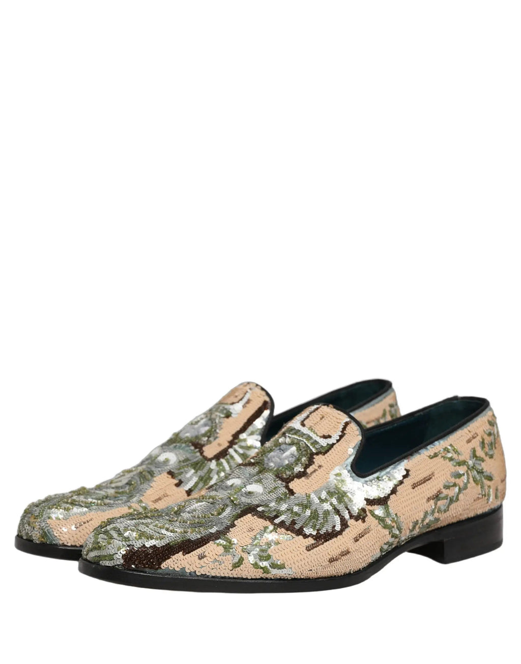 Chaussures mocassins Dolce & Gabbana beiges à broderies de sequins