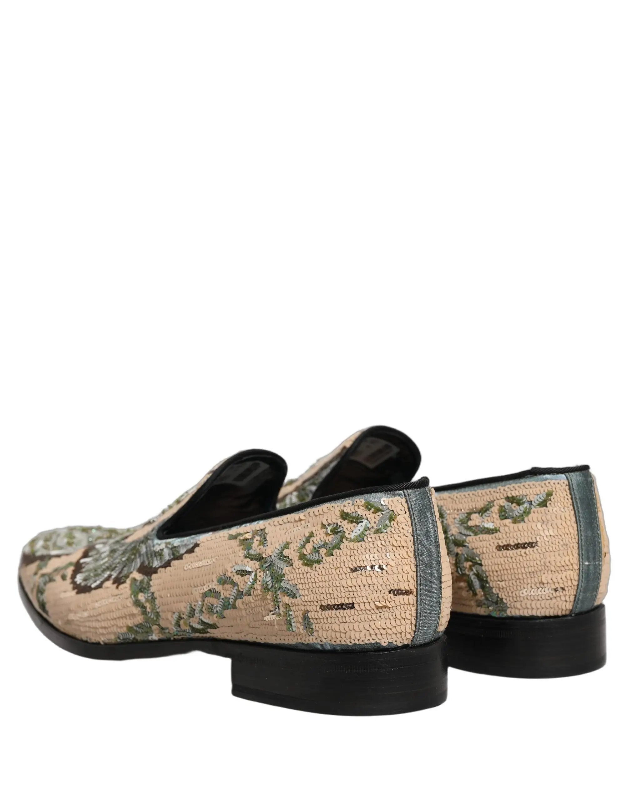 Chaussures mocassins Dolce & Gabbana beiges à broderies de sequins